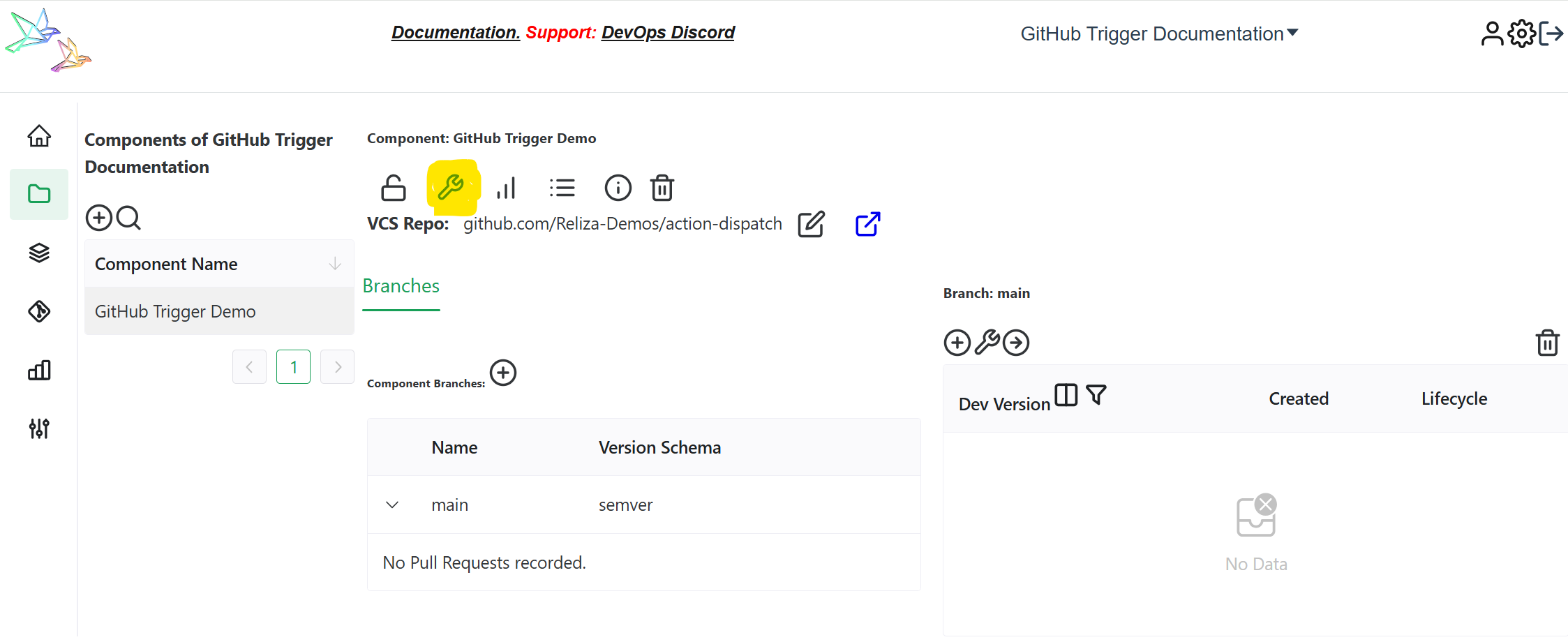 Toggle Component Settings in ReARM UI